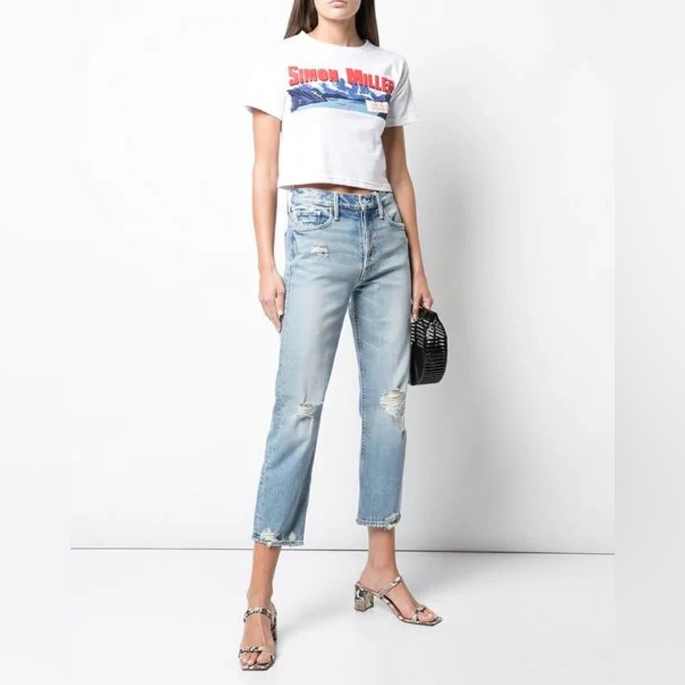 MOTHER Made in Los Angeles High-Rise Straight Leg Distressed Jeans - 26